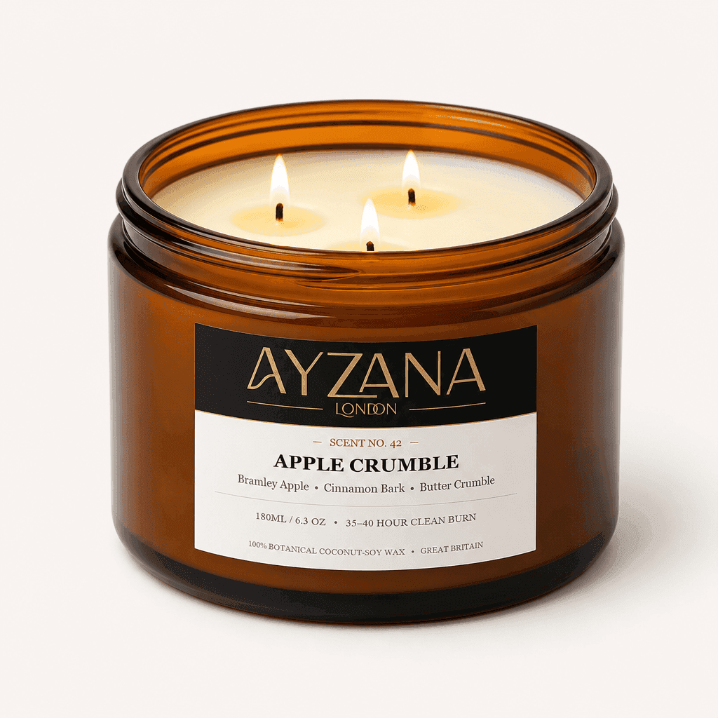 NO. 42 Apple Crumble Luxury 500ml 3-Wick Amber Candle Bowl - AYZANA London