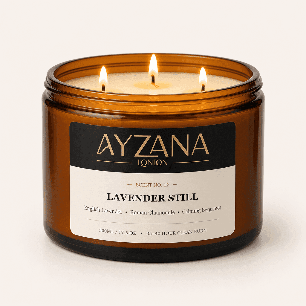 NO. 12 Lavender Still Luxury 500ml 3-Wick Amber Candle Bowl - AYZANA London