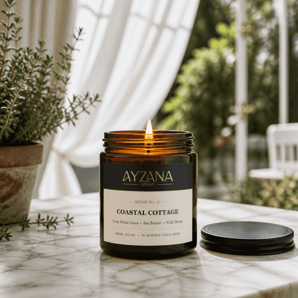 NO. 27 Coastal Cottage Hand-Poured Botanical Soy Candle Townhouse Atmosphere - AYZANA London