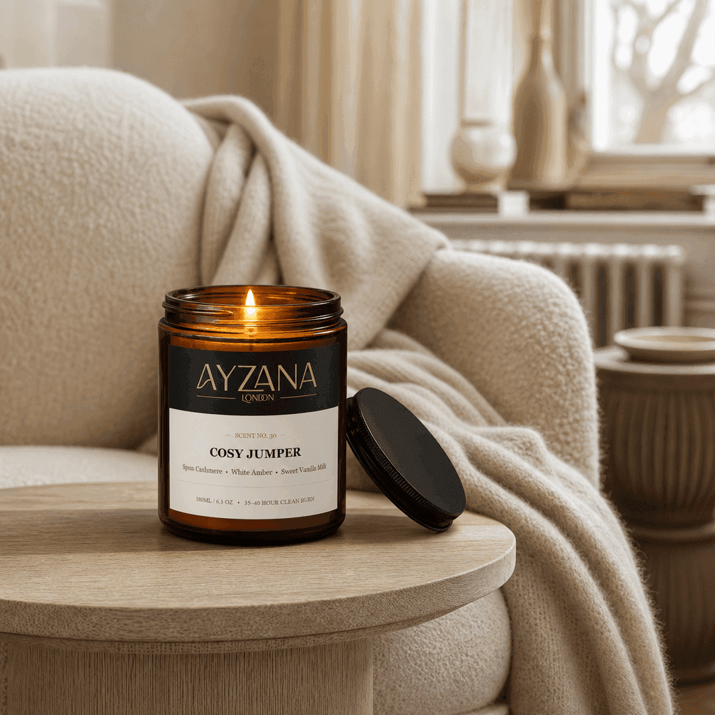 NO. 30 Cosy Jumper Hand-Poured Botanical Soy Candle Townhouse Atmosphere - AYZANA London