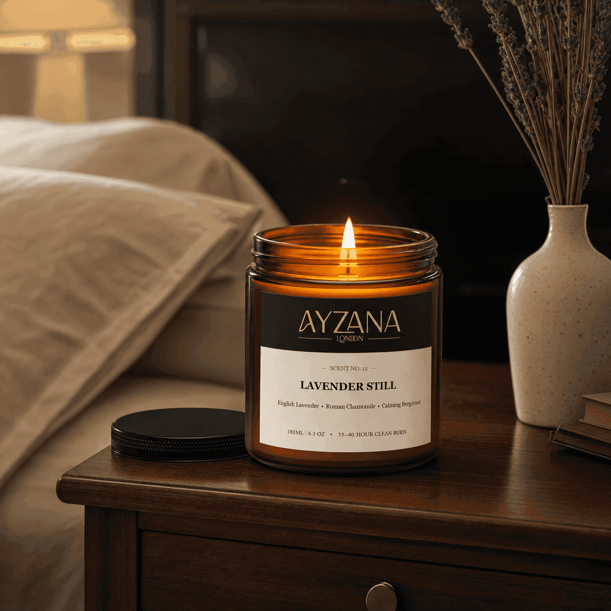 NO. 12 Lavender Still Hand-Poured Botanical Soy Candle Townhouse Atmosphere - AYZANA London