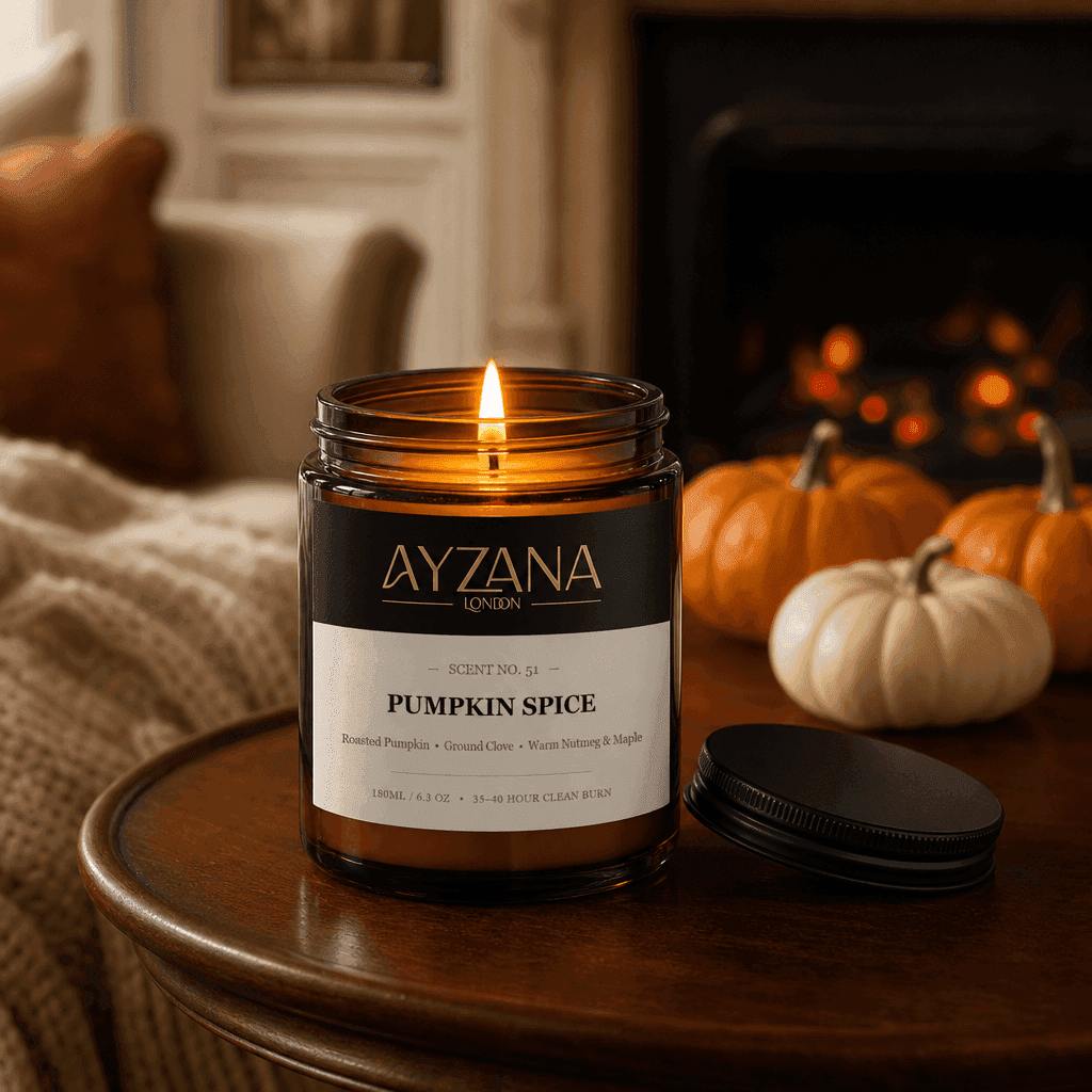NO. 51 Pumpkin Spice Hand-Poured Botanical Soy Candle Townhouse Atmosphere - AYZANA London