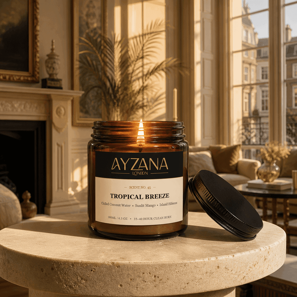 NO. 45 Tropical Breeze Hand-Poured Botanical Soy Candle Townhouse Atmosphere - AYZANA London